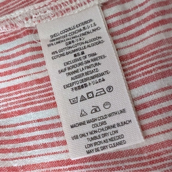 Free People Hello There Beautiful Off Shoulder Red Cream Striped Relaxed Top - Picture 14 of 15